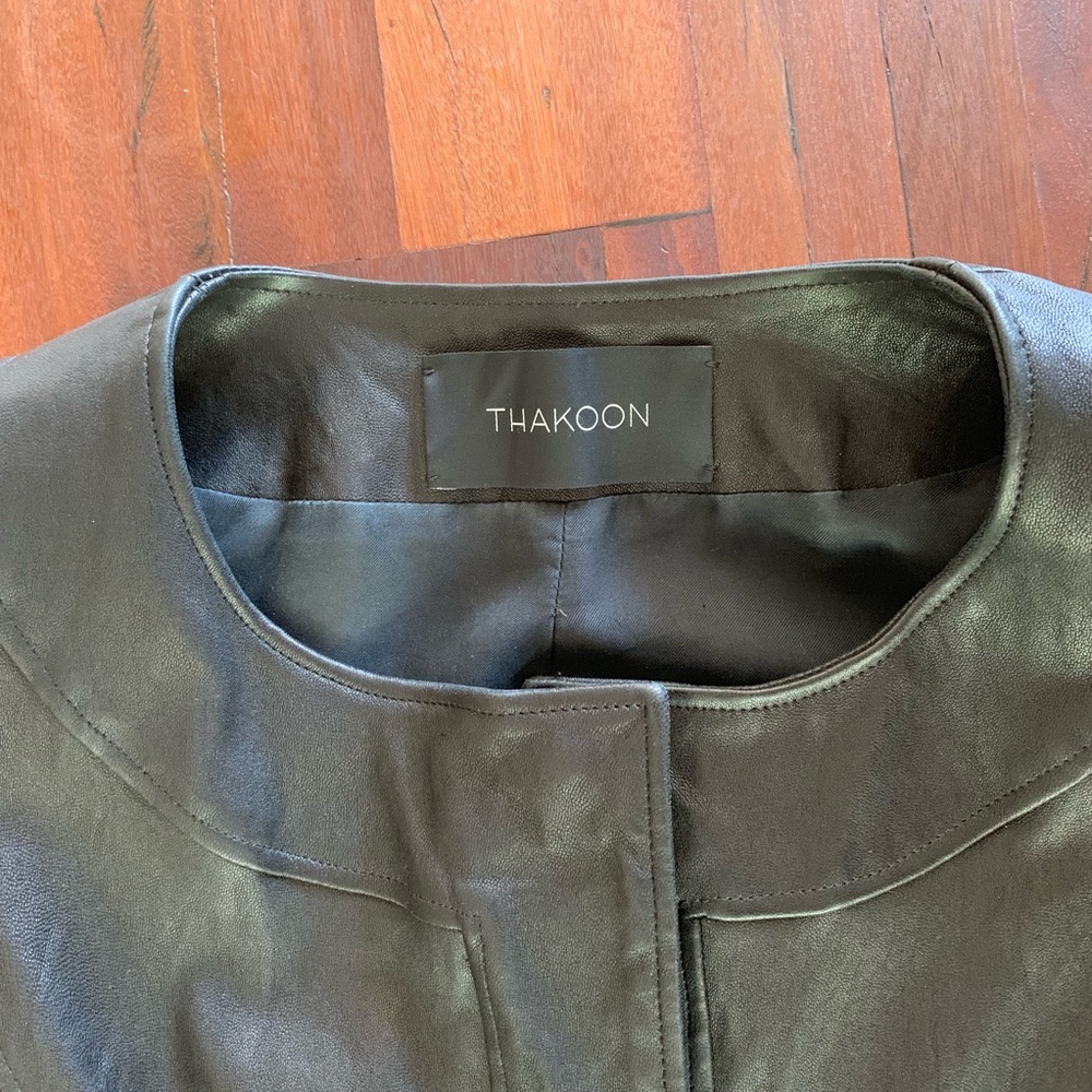 Thakoon Black Pocket Front Leather Jacket 6 NWOT - Picture 2 of 8